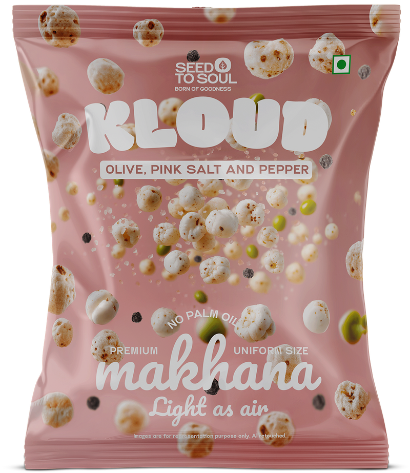 Olive Pink Salt Makhana — Front of Pack