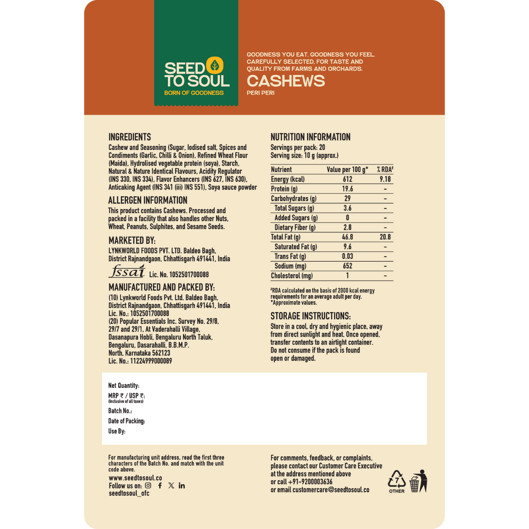 Peri Peri Cashew — SeedToSoul Premium Dry Fruits