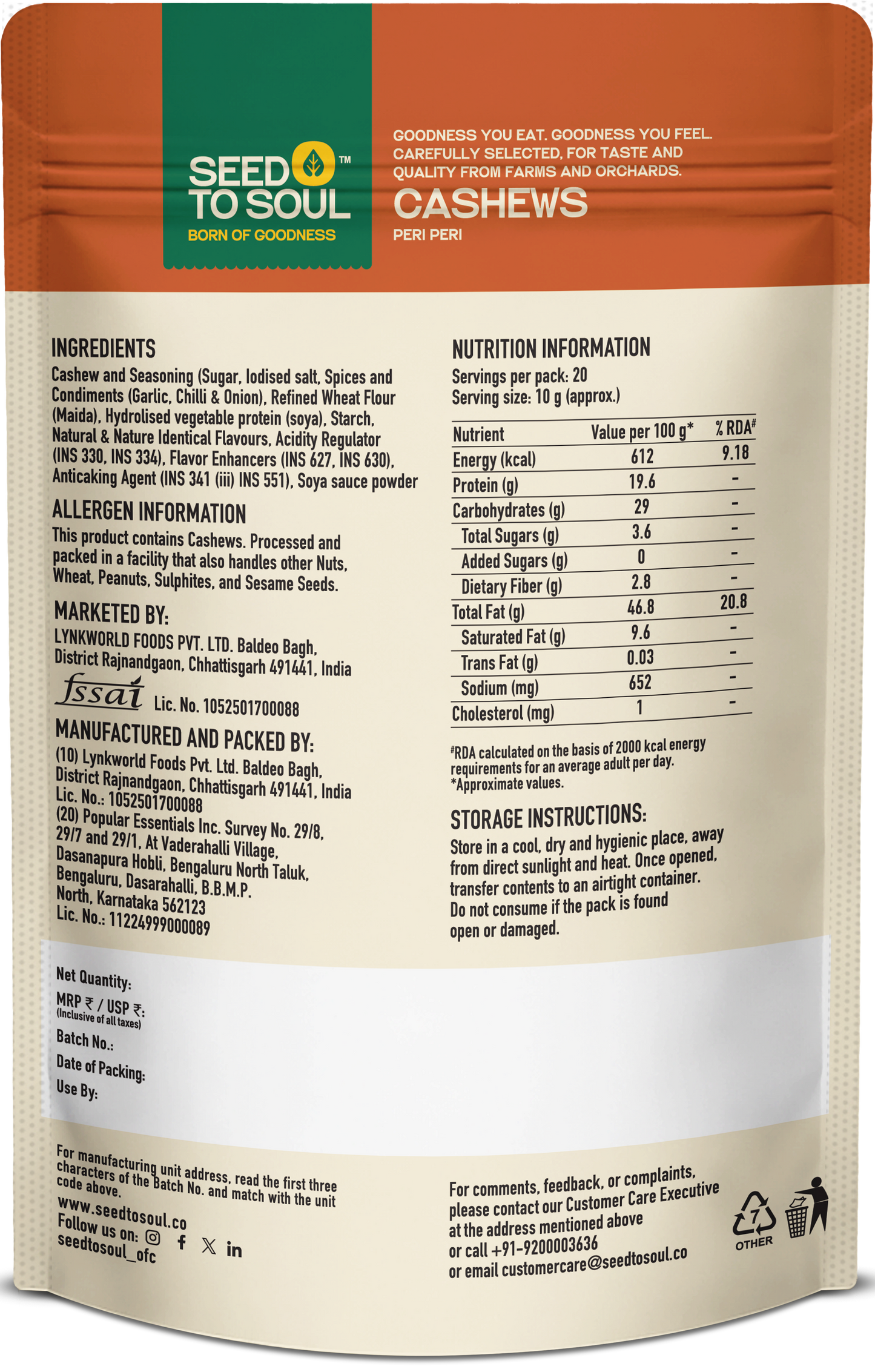 Peri Peri Cashew (Kaju) — SeedToSoul