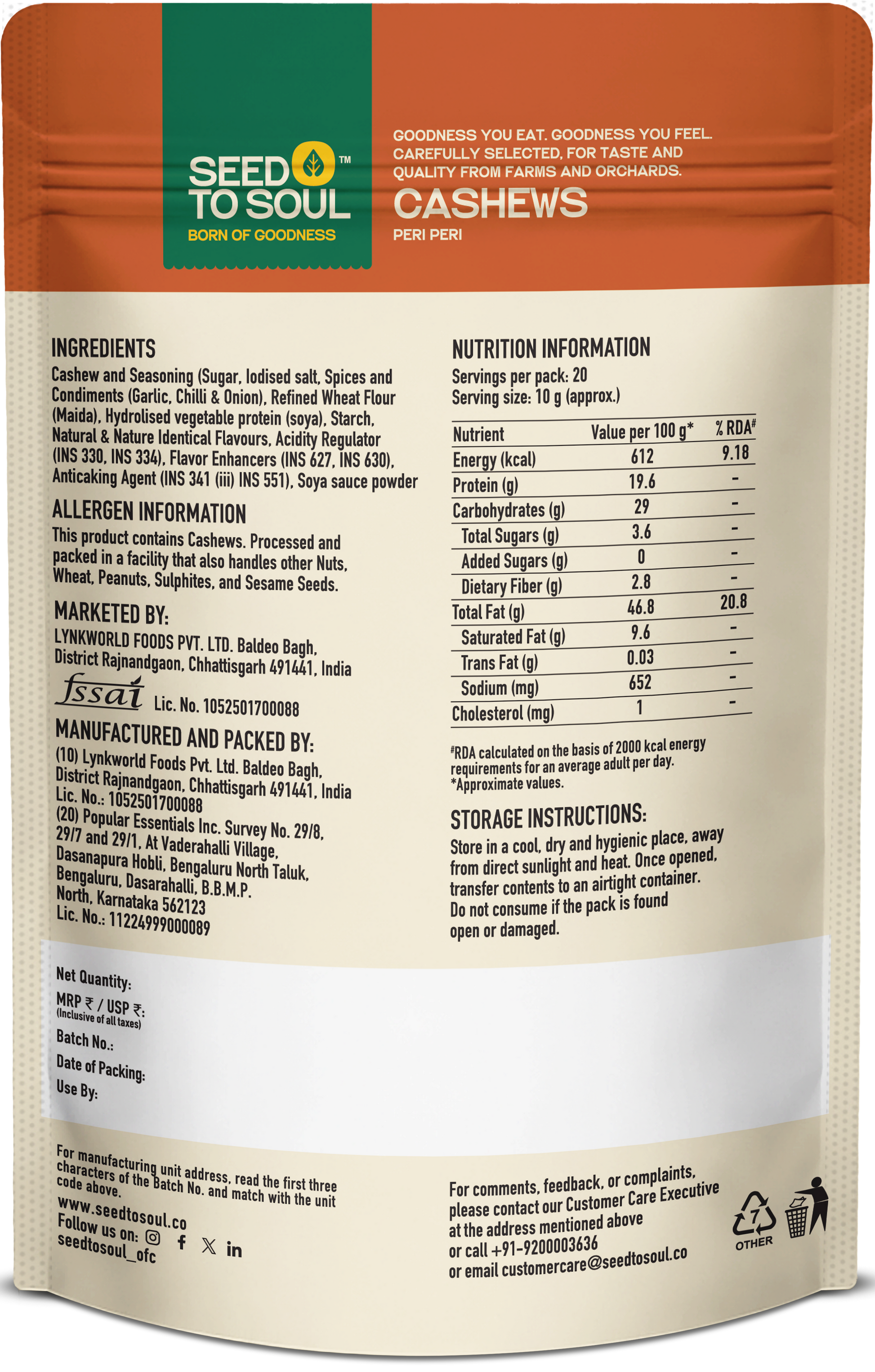 Peri Peri Cashew (Kaju) — SeedToSoul