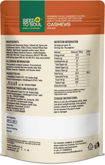 Peri Peri Cashew (Kaju) — SeedToSoul